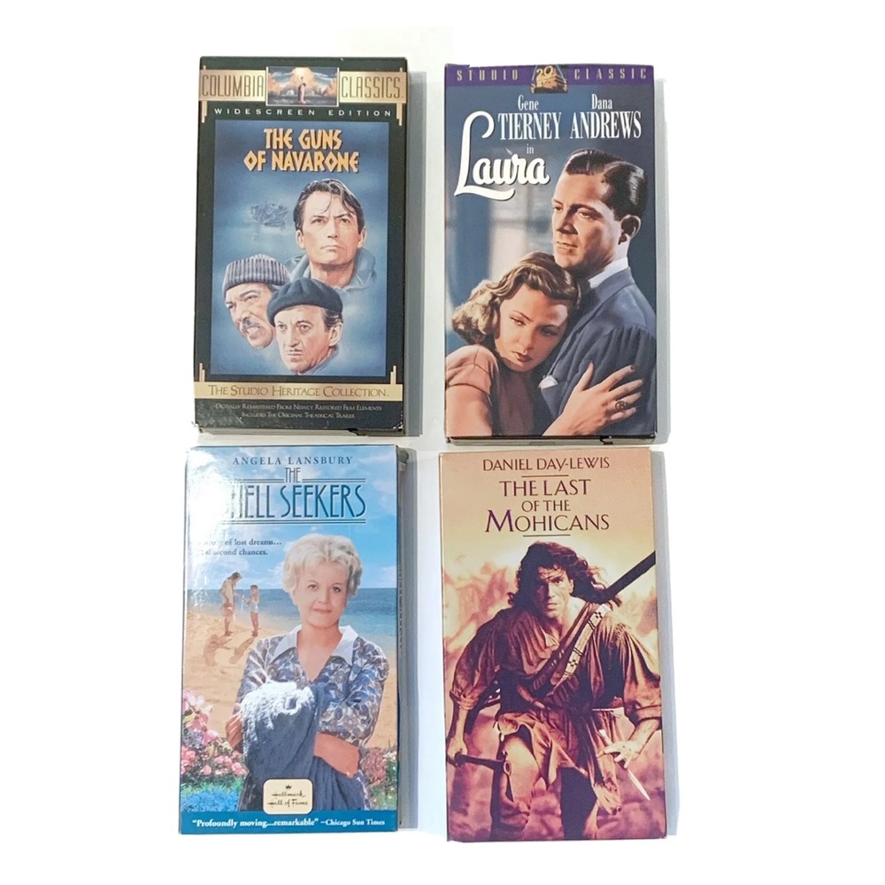 Vintage VHS Tape Films Lot Movies Guns Of Navarone Laura Shell Seekers Mohicans